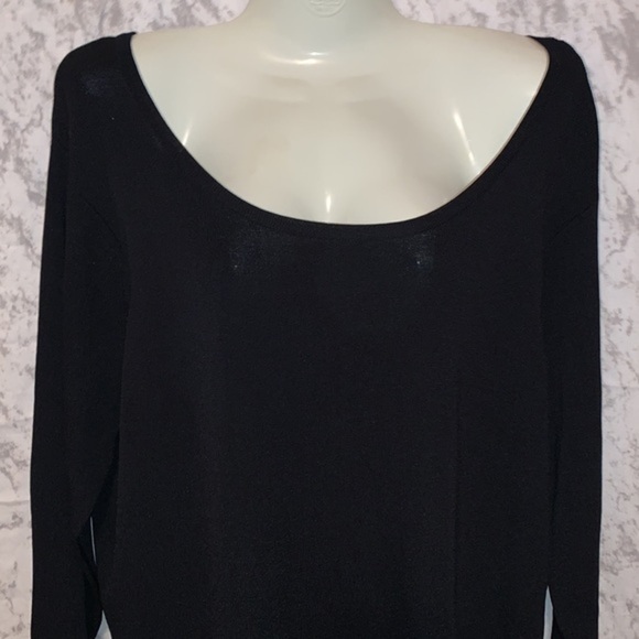 NOTATIONS BLACK KNIT SWEATER BELL SLEEVE MACRAME DETAILING LADIES SIZE XL - Picture 2 of 7